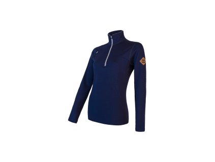 SENSOR MERINO UPPER dámska mikina krátky zips sýta modrá, v. M