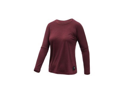 SENSOR MERINO AIR traveller dámske tričko dl. rukáv portská červená, v. S