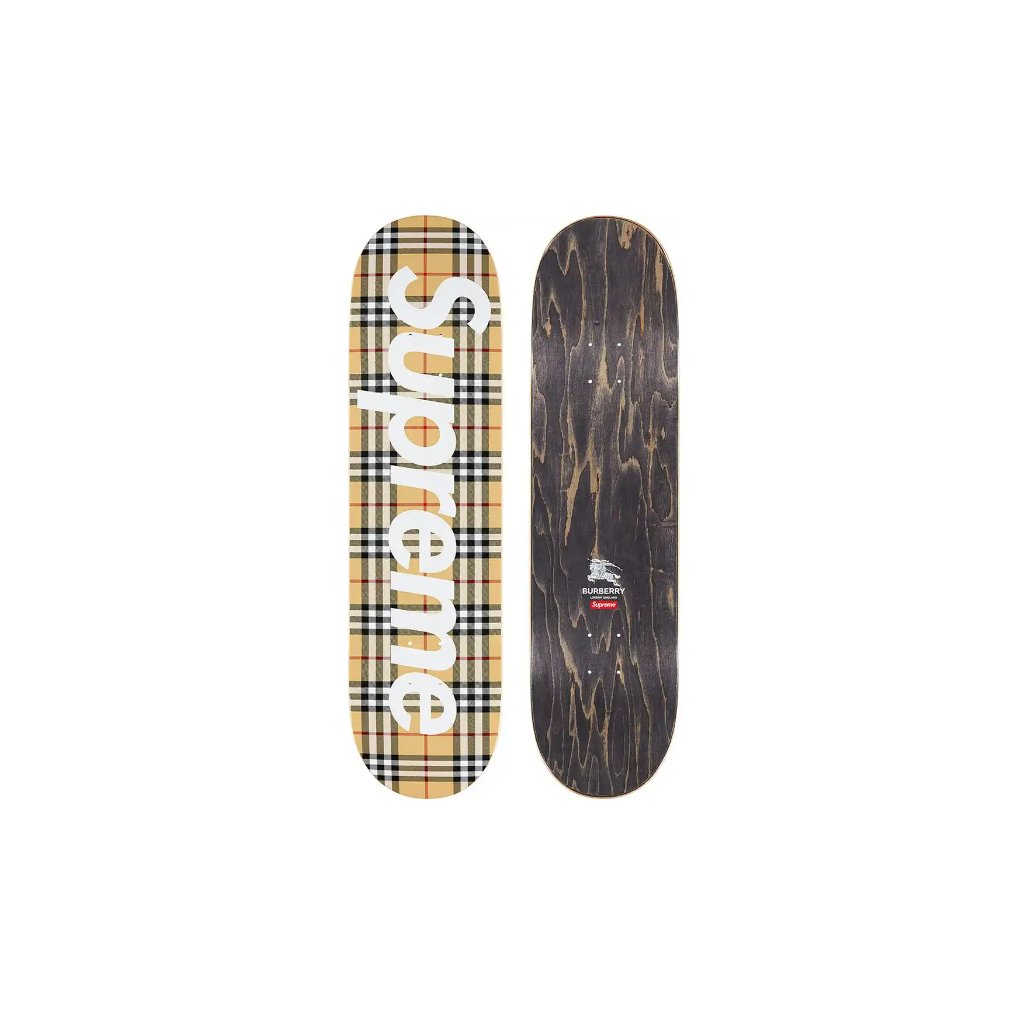 Supreme X Burberry Skateboard Deck New Tan Plaid | eBay