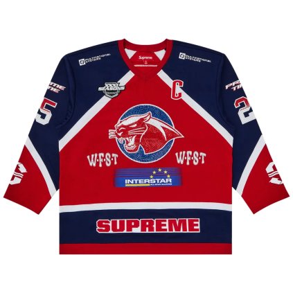 Supreme Rhinestone Hockey Jersey Red 1