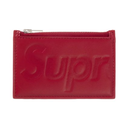 Supreme Leather Zip Card Holder Red 1