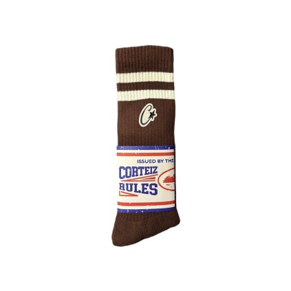 Corteiz Patch Socks Brown White