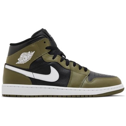 Jordan 1 Mid Black White Olive 1