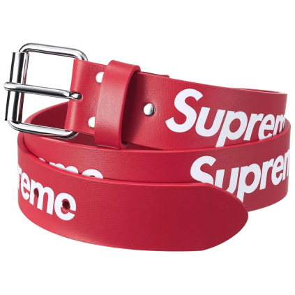 Supreme Repeat Leather Belt (FW25) Red