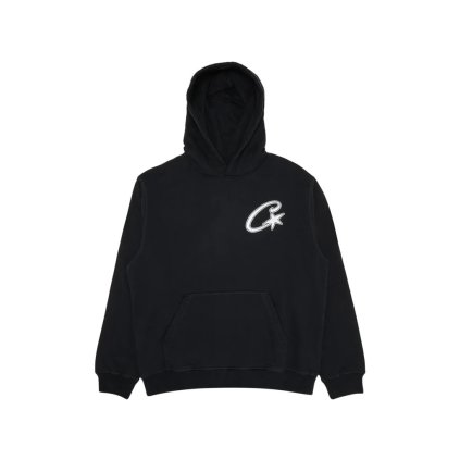 Corteiz Satin C Star Applique Hoodie Black