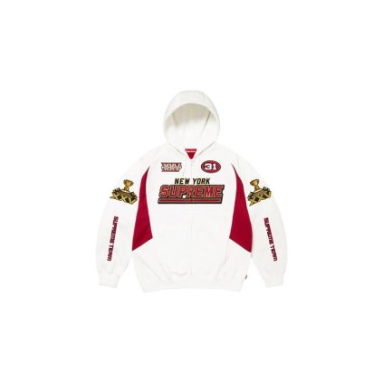 Supreme Football Zip Up Hooded Sweatshirt (FW25) White