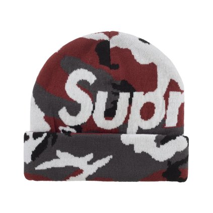 Supreme Camo Big Logo Beanie Red Camo