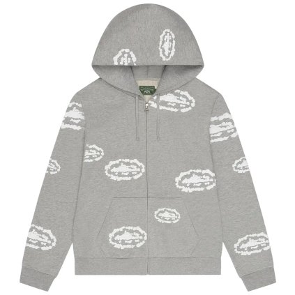 Corteiz x Denim Tears Island Wreath Zip Hoodie Heather Grey 1