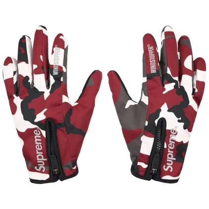 Supreme WINDSTOPPER Zip Gloves (FW25) Red Camo 1
