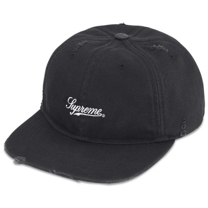 Supreme Distressed Script 6 Panel Black 1
