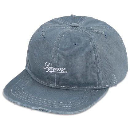 Supreme Distressed Script 6 Panel Blue 1
