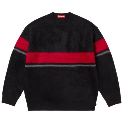 Supreme Brushed Stripe Sweater Black 1