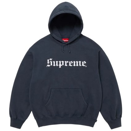Supreme Washed Old English Hooded Sweatshirt Navy 1
