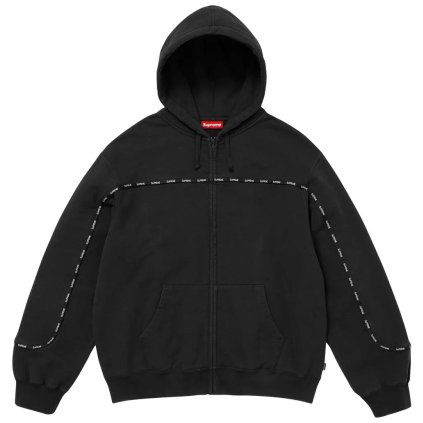 Supreme Piping Zip Up Hooded Sweatshirt Black 1