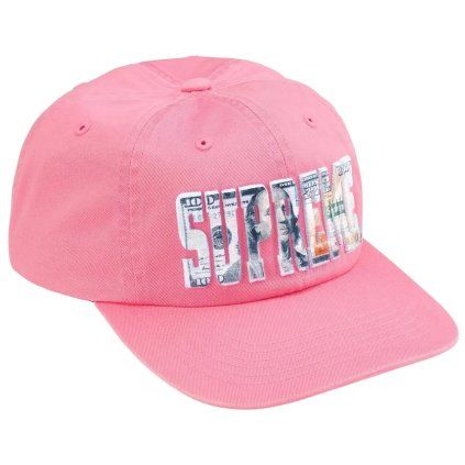 Supreme Embroidered Money Logo 6 Panel Hat Pink 1