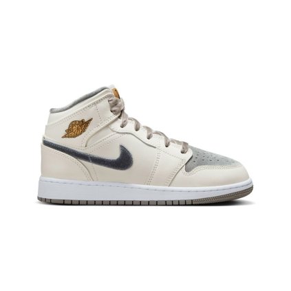 Jordan 1 Mid Grey Velvet Toe (GS) 1