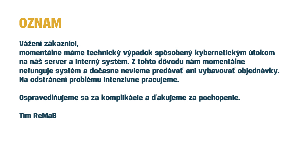 Oznam pre zákazníkov