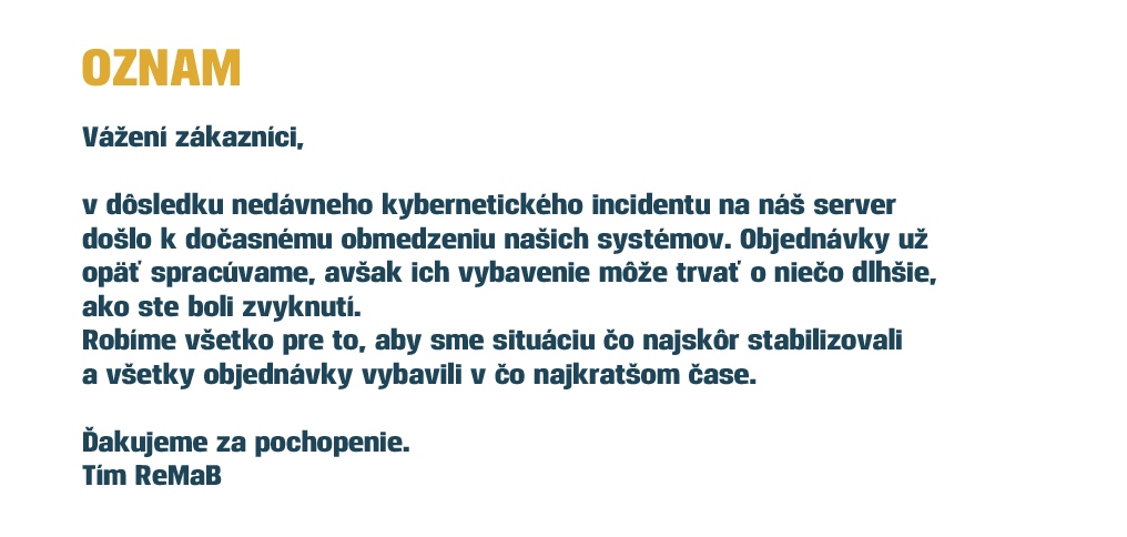 Oznam pre zákazníkov