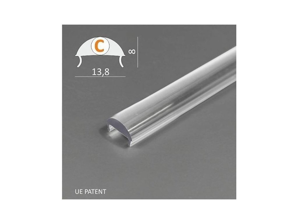 Krycia lišta na led KLIK, plast, šošovka 60° číra 2m