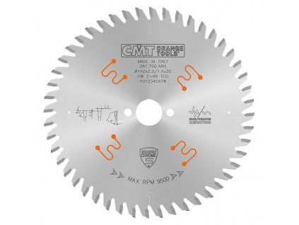 CMT CHROME Pílový kotúč na lamino a kompozity - D160x2,2 d20 Z48 HW C28176048H