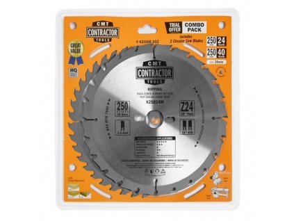 CMT Sada pílových kotúčov na drevo 250 x 30 mm, Z24+Z40 HW, 2ks C-K250M-X02