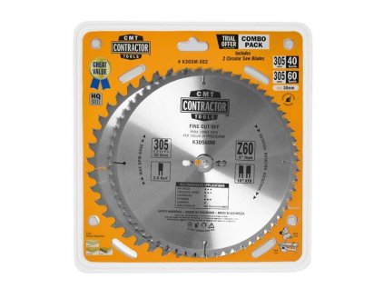 CMT Sada pílových kotúčov na drevo 305 x 30 mm, Z40+Z60 HW, 2ks C-K305M-X02