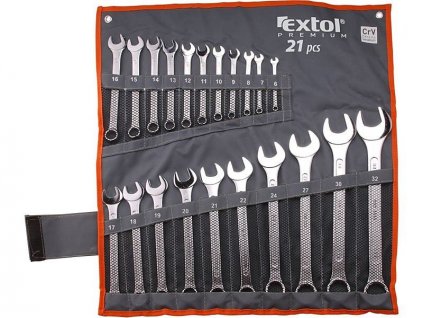 Extol 6335 Kľúče očko-vidlicové 6-32mm, sada 21ks, nylonové puzdro, CrV