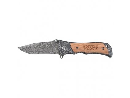 EXTOL 8855121 nôž zatvárací s poist. nerez, 160 / 90 mm damascus