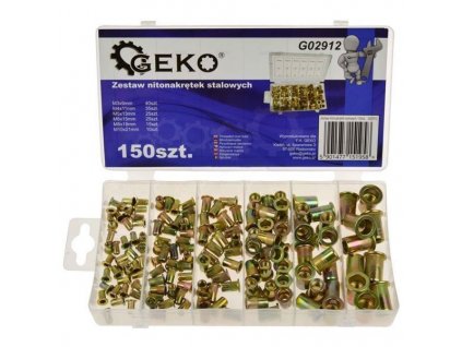 GEKO Sada dutých oceľových nitov, 150-dielna G02912