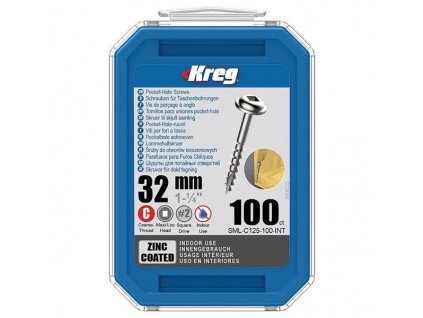 Kreg Sada skrutiek Zinc - 32 mm, hrubý závit 100 ks SML-C125-100