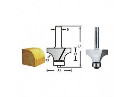 Makita Zaobľovacia fréza s ložiskom 12,7mm / stopka 6/8/12mm
