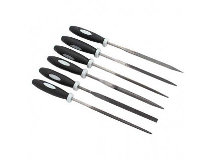 Sada ihlových pilníkov 3 x 140 mm s rukoväťou, 6-dielna sada, XL-TOOLS