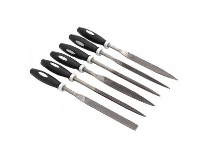 Sada ihlových pilníkov 5 x 180 mm s rukoväťou, 6-dielna sada, XL-TOOLS