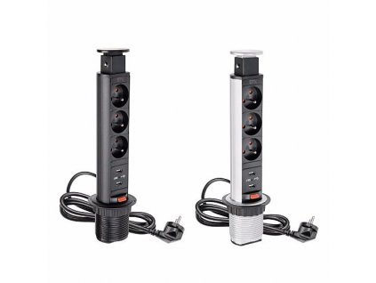 Zásuvka výsuvná 6 cm 3 x 220 W + USB LIGHT