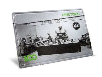 Festool Plechový štít 100 rokov retro veľtržný stánok MES-FT2 100Y