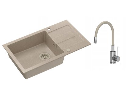 QUADRON SET Granitový drez MEN 136 - 780x450mm + batéria HD + krytka