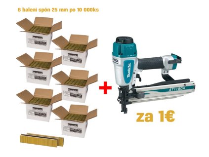 MAKITA SET 6x spony F 32078 + pneu sponkovačka AT1150A za 1€