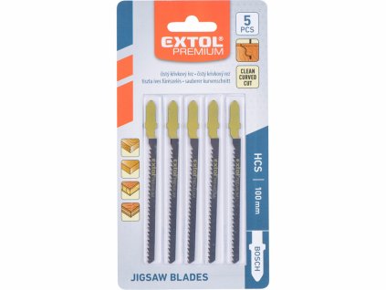 List pílový do priamočiarej pílky 5ks, HCS 75mm, kriv. rez, úchyt BOSCH, HCS, EXTOL PREMIUM 02