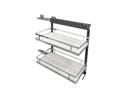 ML SYSTEM Výsuvný kôš CARGO pre spodné skrinky biely chróm, výsuv tandem s tlmením univerzál