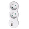Solight rozbočovač s USB A+C nabíjačkou, 2 x 10A, biely P100USBC