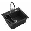 Granitový drez JONY 100 čierny 400 x 500 mm SET + batéria + miska