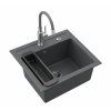 Granitový drez JONY 100 šedý 400 x 500 mm SET + batéria + miska