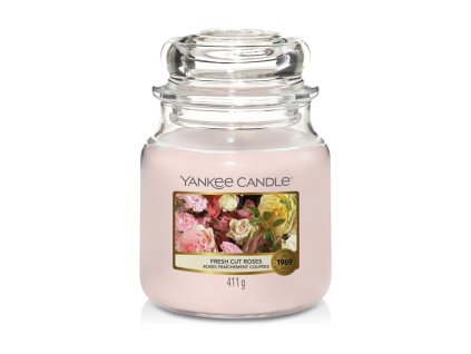 VONNÁ SVÍČKA YANKEE CANDLE FRESH CUT ROSES CLASSIC STŘEDNÍ