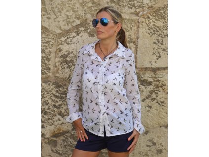 Dámska bavlnená  košeľa  s motívom lastovičky Swallow