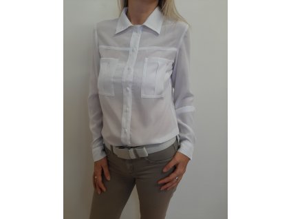 Dámska košeľa s vreckami biela/lososová