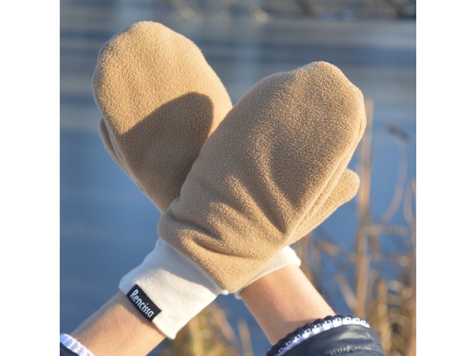 Dámske zimné rukavice palčiaky béžovej farby