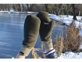 Dámske zimné rukavice palčiaky zelenej farby