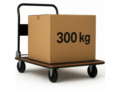 Fekete szállítókocsi, platós, 300 kg teherbírással