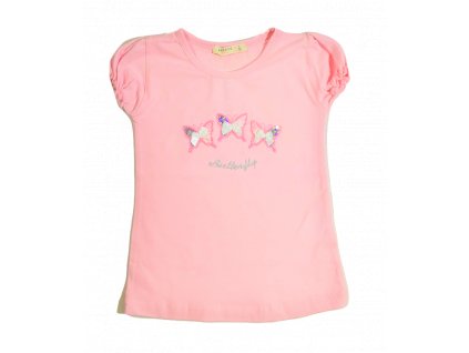 Dívčí tričko s motýlky růžové