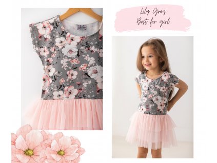 Dívčí šaty květované s tylovou sukýnkou